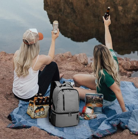 Insulated Lightweight Double Deck Leakproof Cooler Backpack Bag for Beach Picnic Hiking Camping