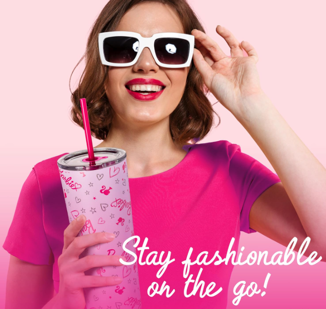 Barbie 24 OZ Tumbler Stainless Steel Vacuum Insulated Water Drinking Bottles with Lid and Straws