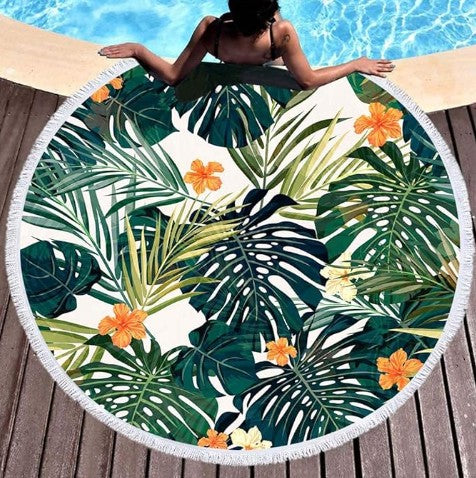 Positive Message Pink, Green Leaves American Flag 100 Dollar Bill Watermelon Design Beach Towel 60 Inch Smile Round Beach Pool Towel Preppy Rug Absorbent Face Blanket Quick Dry Happy Picnic Towels