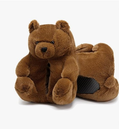 Women's Mens Cute Indoor Fuzzy Fur Fluffy Trendy Fun Slippers Orange Red Pink Brown Rainbow Black Teddy Bear Animal Slippers Birthday Anniversary Valentine Halloween Costume Gift