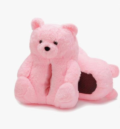 Women's Mens Cute Indoor Fuzzy Fur Fluffy Trendy Fun Slippers Orange Red Pink Brown Rainbow Black Teddy Bear Animal Slippers Birthday Anniversary Valentine Halloween Costume Gift