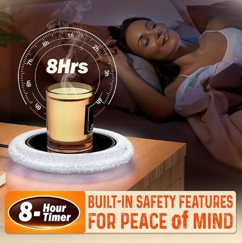 Coffee Tea Candle Soup Mug Cup Fast Heating Warmer with 7 LED Color Lights High Fastest Heating Temperature, Auto Switch for Desk Kitchen