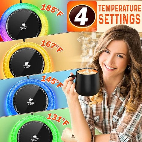 Coffee Tea Candle Soup Mug Cup Fast Heating Warmer with 7 LED Color Lights High Fastest Heating Temperature, Auto Switch for Desk Kitchen