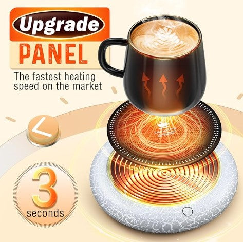 Coffee Tea Candle Soup Mug Cup Fast Heating Warmer with 7 LED Color Lights High Fastest Heating Temperature, Auto Switch for Desk Kitchen