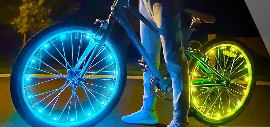 LED Waterproof Rechargeable USB Bike Bicycle Wheel Spoke Handlebar Tassell Lights for Decoration Safety Strip Light with 7 Colors Kids Adult- 2 Pack