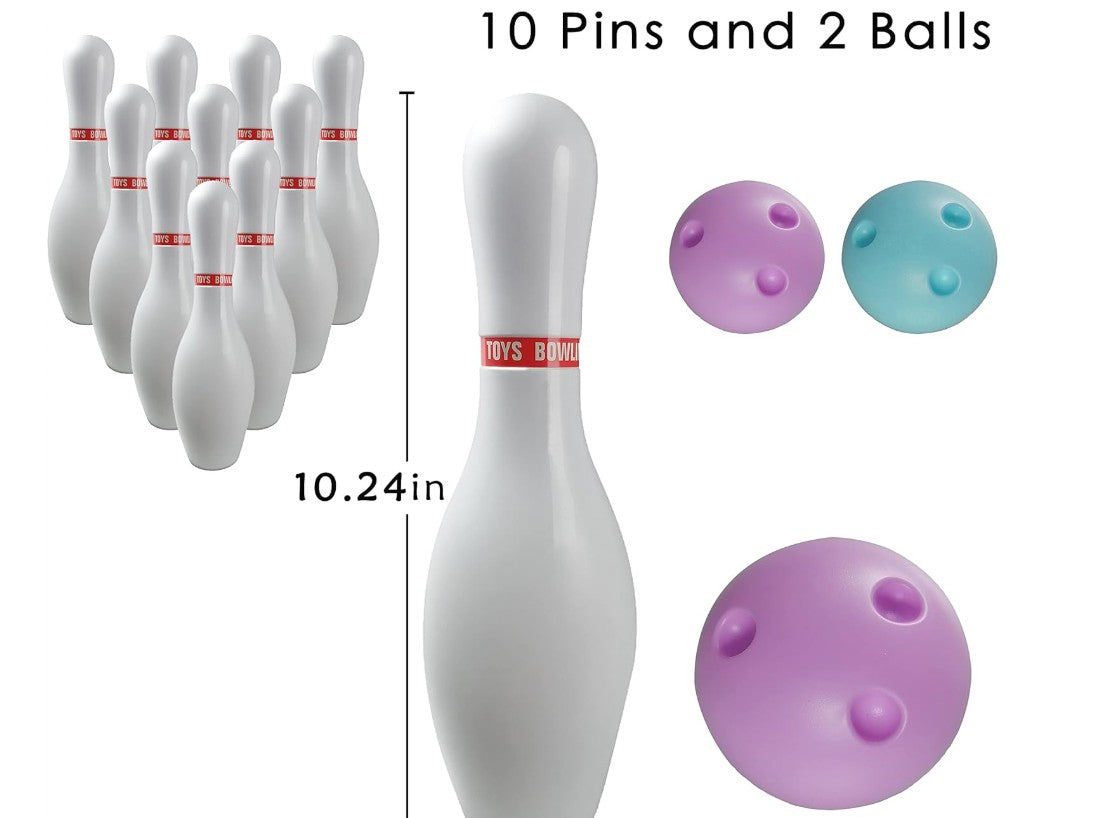 Light up Bowling Ball Toys Set Bowling Pins Toy Game with 10 Pins & 2 Balls Fun Sports Games Indoor and Outdoor