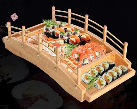 Creative Bamboo Wooden Bridge Leaf Sushi Bakery Cheese Charcuterie Pumpkin Cofin Board with Knife Serving Tray Set