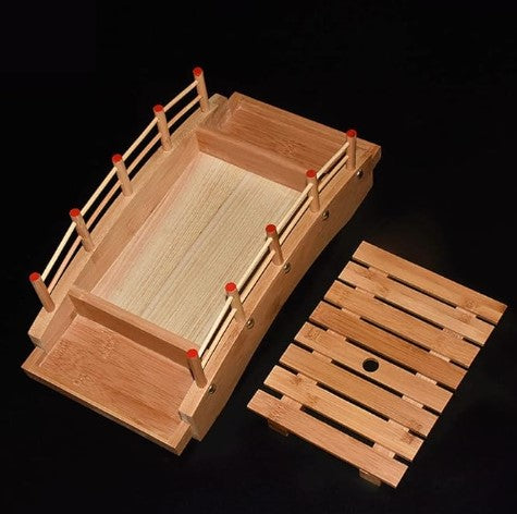 Creative Bamboo Wooden Bridge Leaf Sushi Bakery Cheese Charcuterie Pumpkin Cofin Board with Knife Serving Tray Set