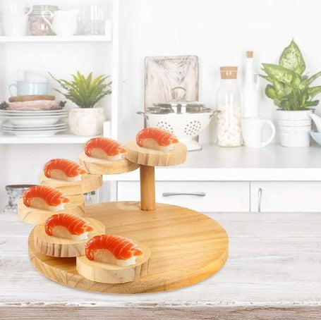 Creative Bamboo Wooden Bridge Leaf Sushi Bakery Cheese Charcuterie Pumpkin Cofin Board with Knife Serving Tray Set