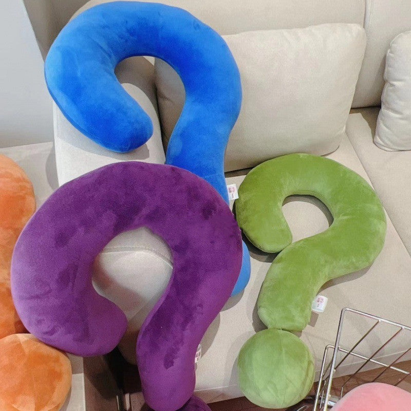 Question Mark Colorful Soft Plush Comfortable Fabric Neck Pillow for Travel Airplane Car Train for Adults and Kids