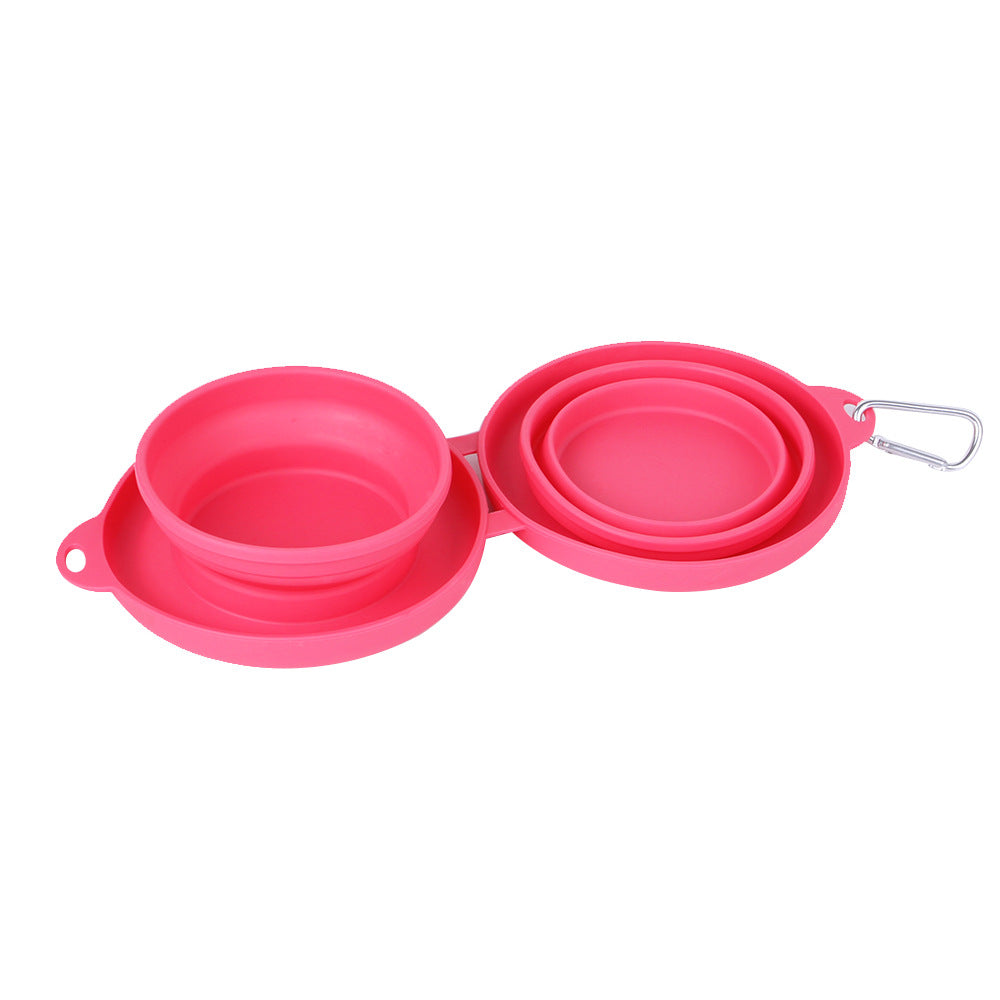 Rubber Cat and Dog Foldable Feeding Portable Double Bowls