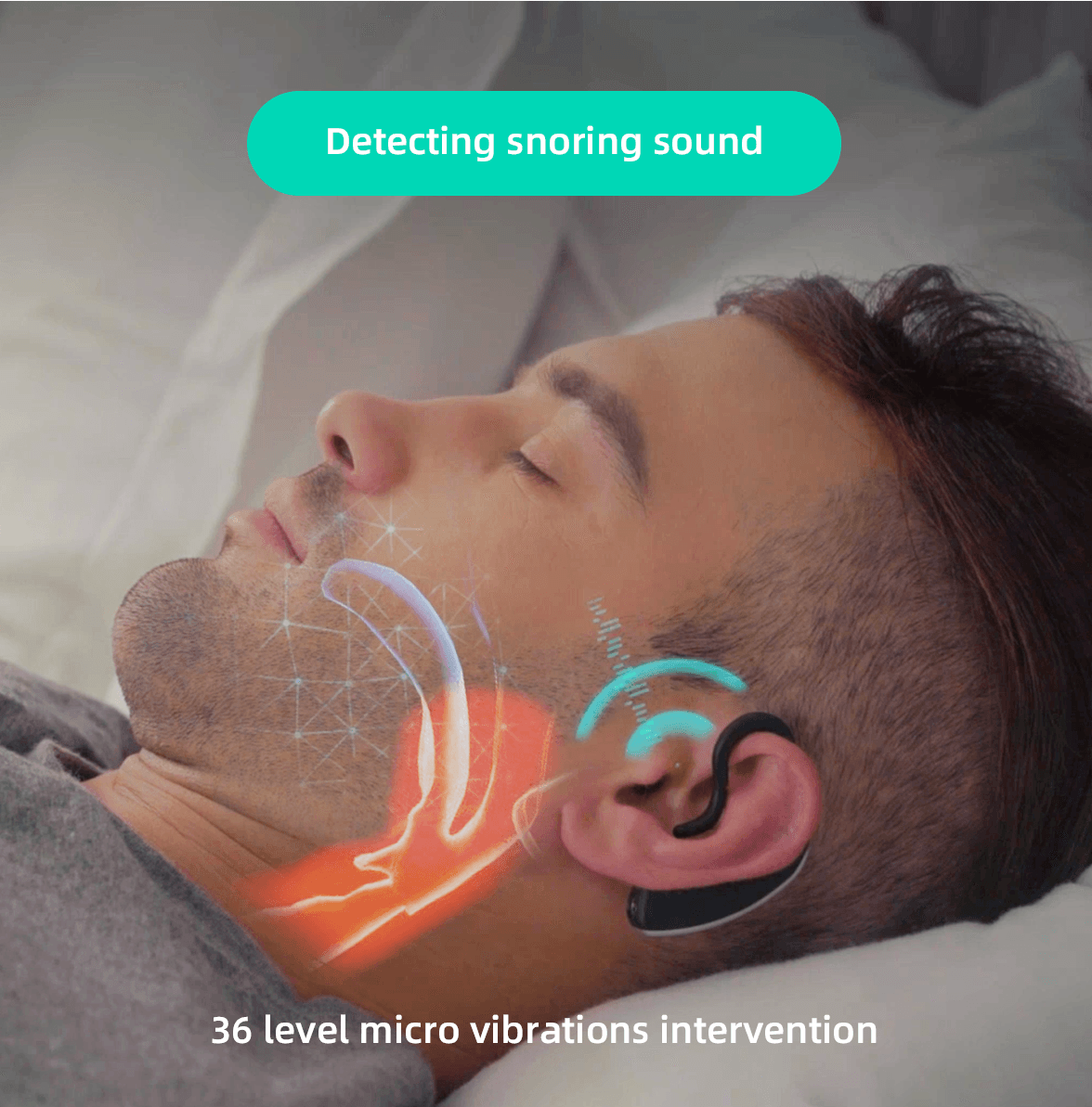 Anti-snoring Bluetooth Sound Sleep Aid Health Device Ear Set Snore Stopper with Phone App