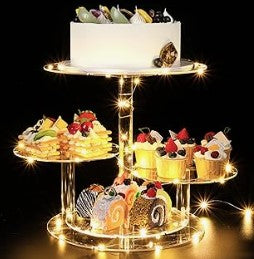 4 Tier Cupcake Stand Acrylic Tower Display with Colorful LED Light Premium Dessert Tree Tower for Birthday Weddings Party Events