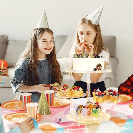 4 Tier Cupcake Stand Acrylic Tower Display with Colorful LED Light Premium Dessert Tree Tower for Birthday Weddings Party Events