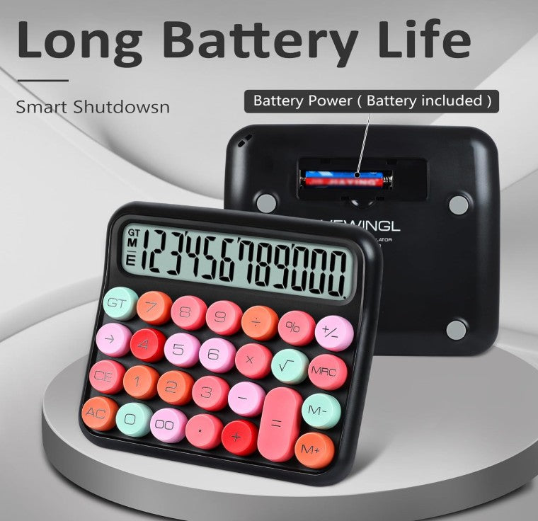 12 Digit Large LCD Display and Buttons, Great for Everyday Life and Basic Office School Work, with Battery Mechanical Calculator