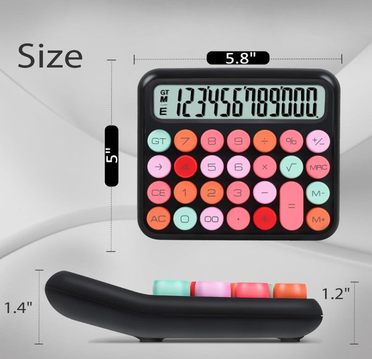12 Digit Large LCD Display and Buttons, Great for Everyday Life and Basic Office School Work, with Battery Mechanical Calculator