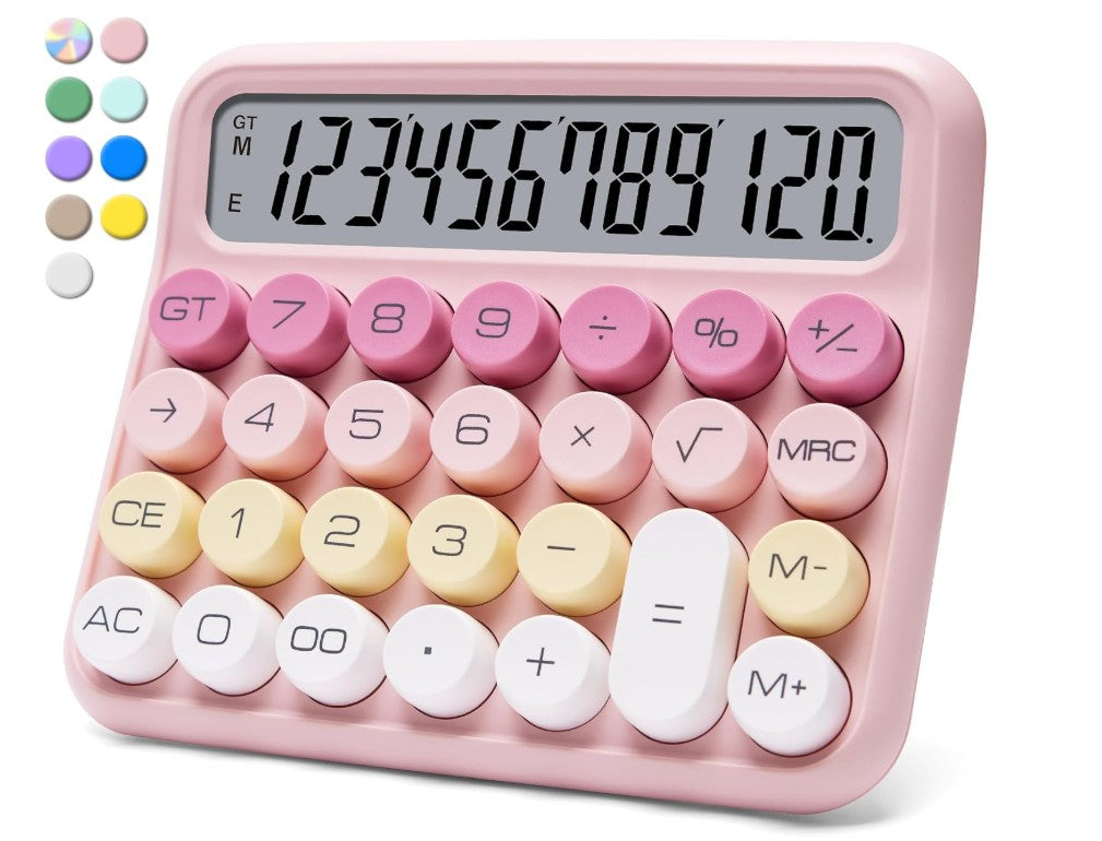12 Digit Large LCD Display and Buttons, Great for Everyday Life and Basic Office School Work, with Battery Mechanical Calculator