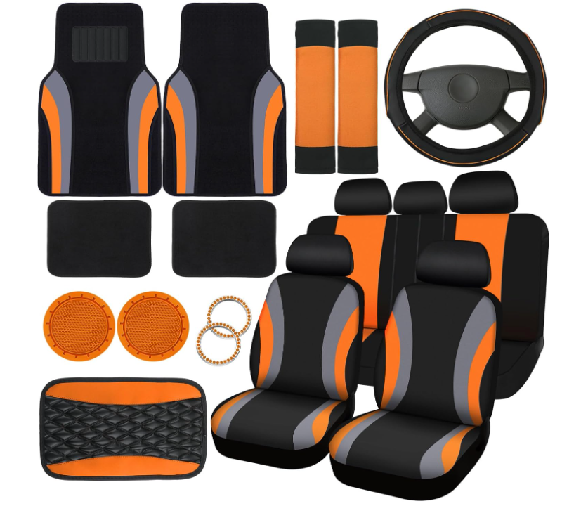 6 -24 Pack Leather Universal Front Back Auto Seat Waterproof Protectors Covers Sets with Matching Interior Accessories