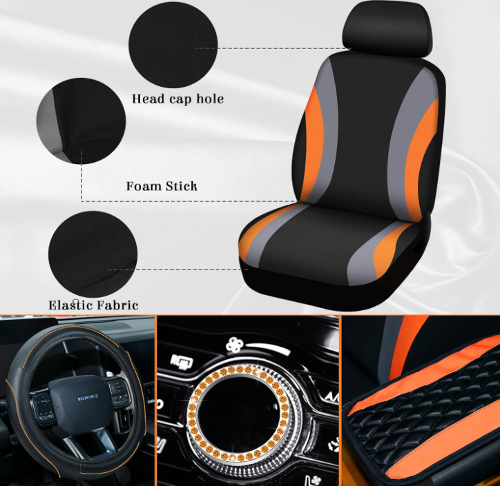 6 -24 Pack Leather Universal Front Back Auto Seat Waterproof Protectors Covers Sets with Matching Interior Accessories