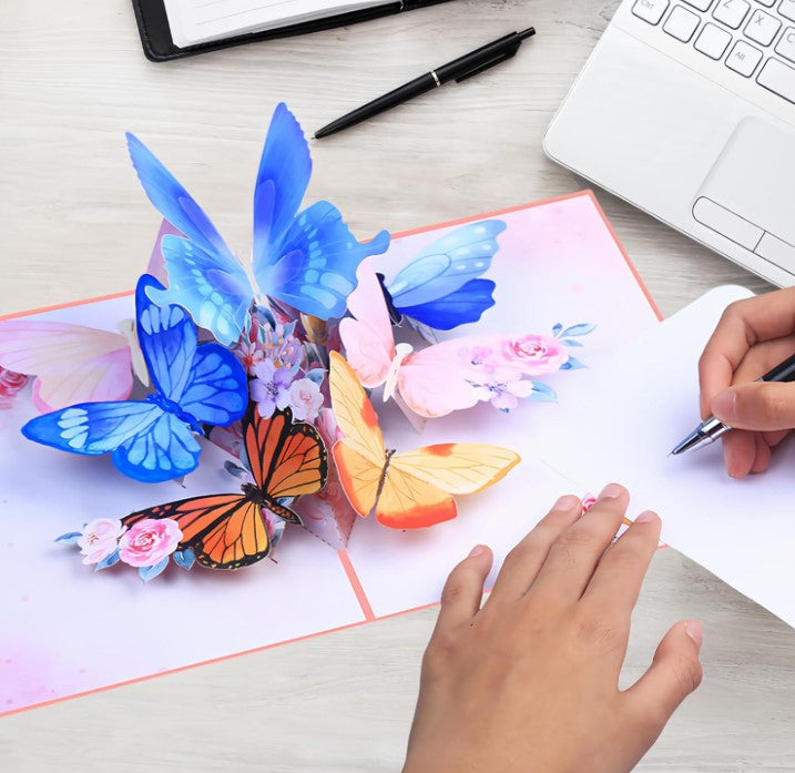 3D Large Paper Pop-Up Music Light Flower Rose Sunflower Tulip Bouquet Greeting Graduation Heart Mothers Day Card with Envelope