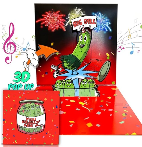 3D Pop Up Light Up in Sync to Music Funny Poop Cat Record Dill Creative Sayings Happy Birthday Father's Day Graduation Cards