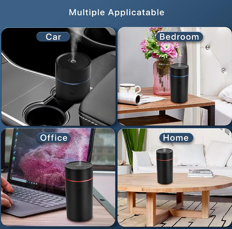Air Humidifier Purifier Diffuser Wireless with Colorful Lights for Auto