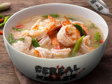 Cereal Salad Soup Ceramic Killer Printed 20 oz White Bowls and Engraved Spoon Funny Gift for Kitchen Set of 2