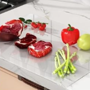 Clear Acrylic Non-Slip Cutting Board with Counter Lip for Kitchen Counter Tools Utensiles for Home Decor