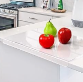 Clear Acrylic Non-Slip Cutting Board with Counter Lip for Kitchen Counter Tools Utensiles for Home Decor