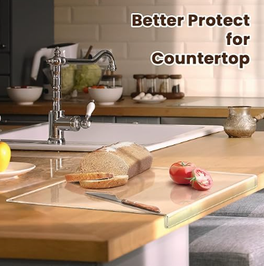 Clear Acrylic Non-Slip Cutting Board with Counter Lip for Kitchen Counter Tools Utensiles for Home Decor