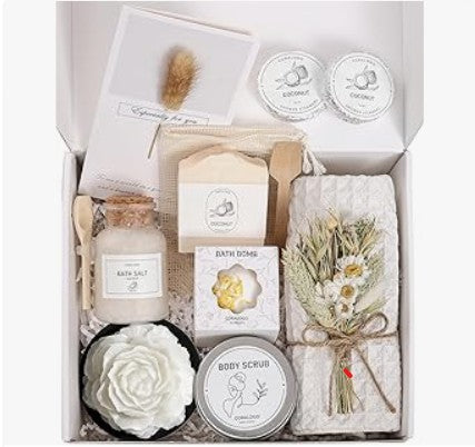 Spa Lavender Rose Natural Chamomile Scented Candle Mask Blanket Socks Notebook Soaps Salt Wine glass Jewelry Skin Care Gift Basket Set for Birthday Mothers Fathers Day Anniversary Birthday loved One SPA Gift