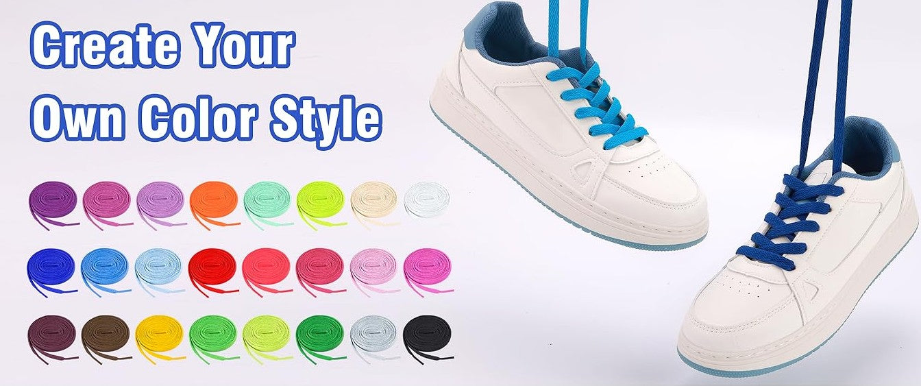 2-24 Pair Adult Kids Rainbow Color No Tie Rope Sports Shoelaces Multi-Colors Flat Shoelaces for Sneakers Boots Shoes Skates