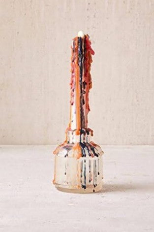 Fun Mutli-Color Vibrant Wax Drip Taper Candles for Halloween Dining Table Bedroom Home Decor - 2 Pack