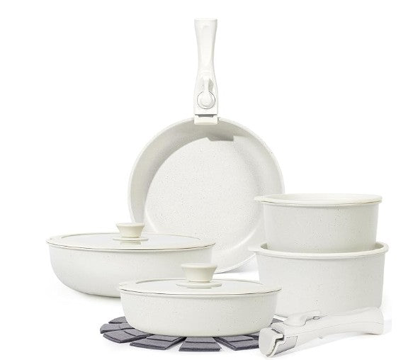 7-15 Piece Multi Color Orange Red Purple Blue Pink White Black Non-Stick Kitchen Cookware Pots and Pans Sets