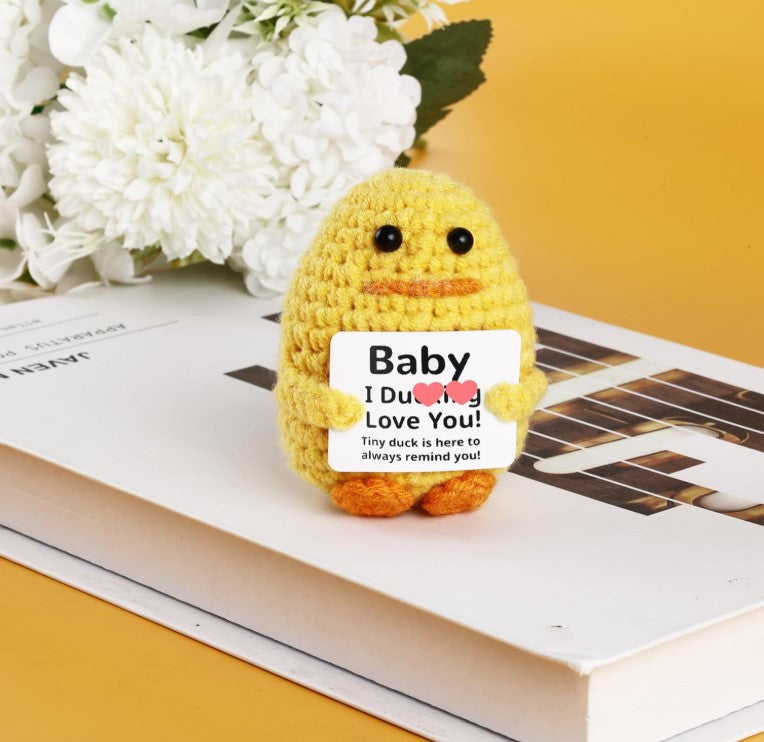 Handmade Crochet Funny Positive Message Cute Small Figures Love Duck Bear Potatoe Cheer Up Emotional Support Crochet Toys for Mothers Fathers Day Birthday Gifts