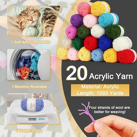 1093 Yards Crochet Glow Yarn for Crocheting Complete Knitting Kit for Beginners Professionals with Aluminum Crochet Hooks Detailed Instruction Set Kit