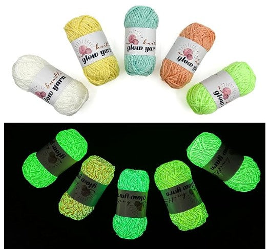 1093 Yards Crochet Glow Yarn for Crocheting Complete Knitting Kit for Beginners Professionals with Aluminum Crochet Hooks Detailed Instruction Set Kit