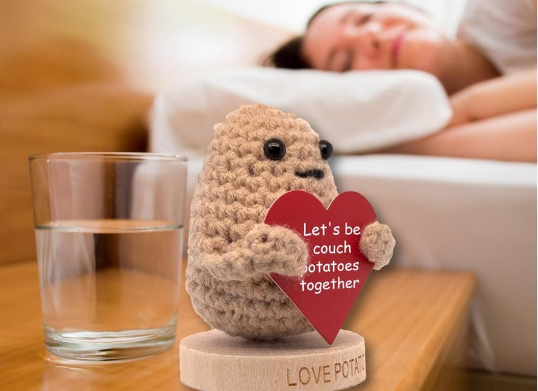 Handmade Crochet Funny Positive Message Cute Small Figures Love Duck Bear Potatoe Cheer Up Emotional Support Crochet Toys for Mothers Fathers Day Birthday Gifts