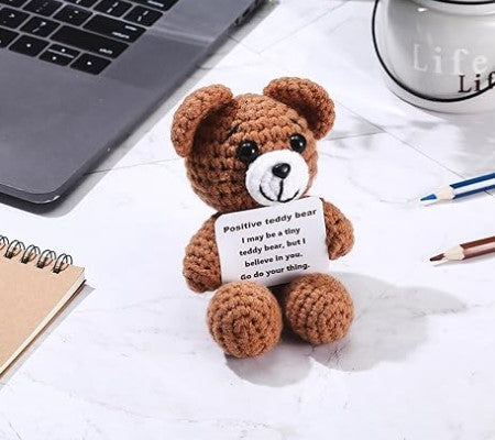 Handmade Crochet Funny Positive Message Cute Small Figures Love Duck Bear Potatoe Cheer Up Emotional Support Crochet Toys for Mothers Fathers Day Birthday Gifts