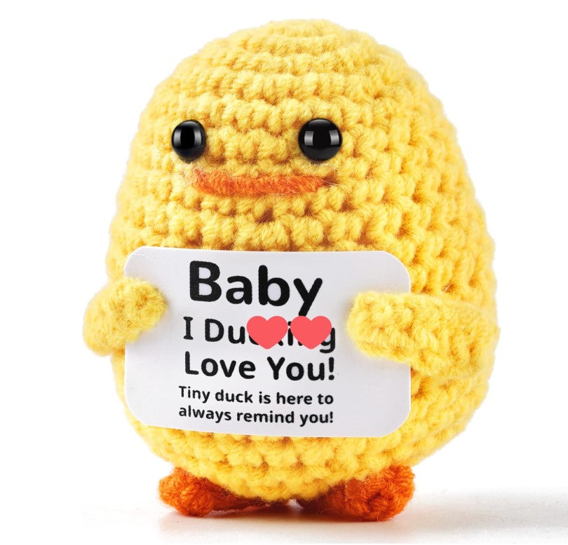 Handmade Crochet Funny Positive Message Cute Small Figures Love Duck Bear Potatoe Cheer Up Emotional Support Crochet Toys for Mothers Fathers Day Birthday Gifts