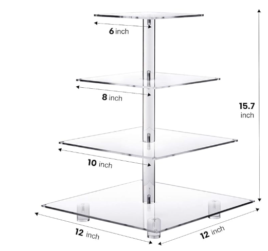 4 Tier Cupcake Stand Acrylic Tower Display with Colorful LED Light Premium Dessert Tree Tower for Birthday Weddings Party Events
