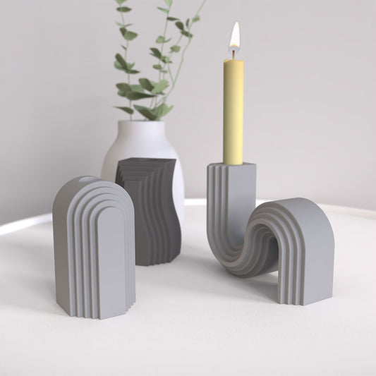 Unique Shaped Striped Candle Holder