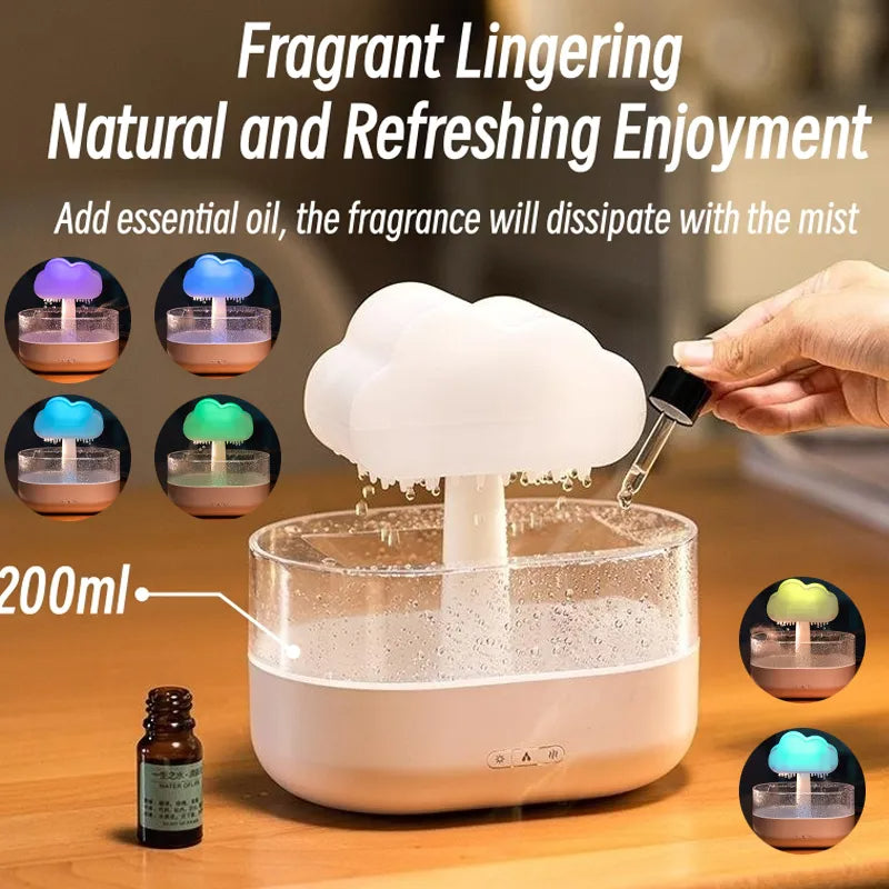 Rain Cloud Aromatherapy Humidifier with Water Drop Sound and 7 Color Led Night Lights