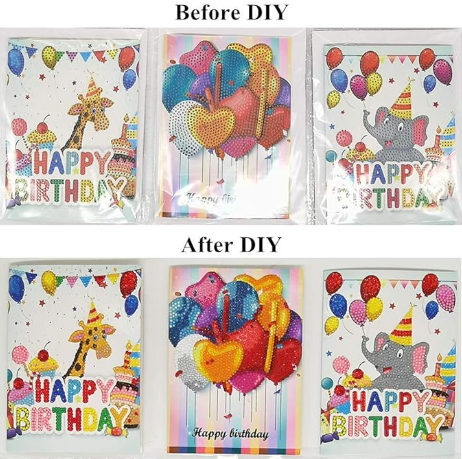 Artistic Fun DIY Birthday Thank You Bless You Best Wishes Graduation Fathers Day Diamond Painting Greeting Card Kits
