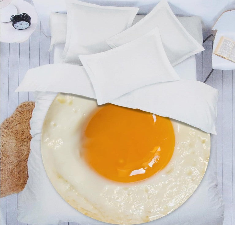 Fun Realistic Round Flannel Fleece Linen Food Pizza Donut Cookie Egg Chocolate Designed Novelty Throw Bedding Couch Sofa Bed Spread Picnic Pool BeachBlankets