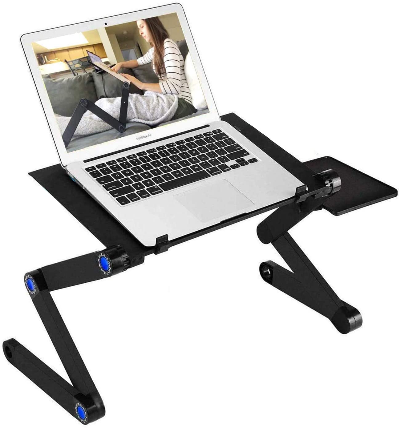 Adjustable Laptop Computer Ergonomical Workstation Desk Stand with 2 CPU Cooling USB Fans with Mouse Pad and Book Stand