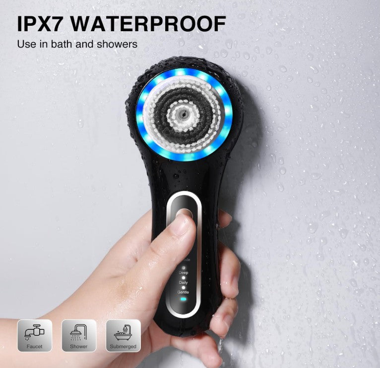 Face Scrubber Exfoliator, Facial Cleansing Brushes Rechargeable IPX7 Waterproof with Brush Heads Electric Face Spin Brush for Massaging and Deep Cleansing