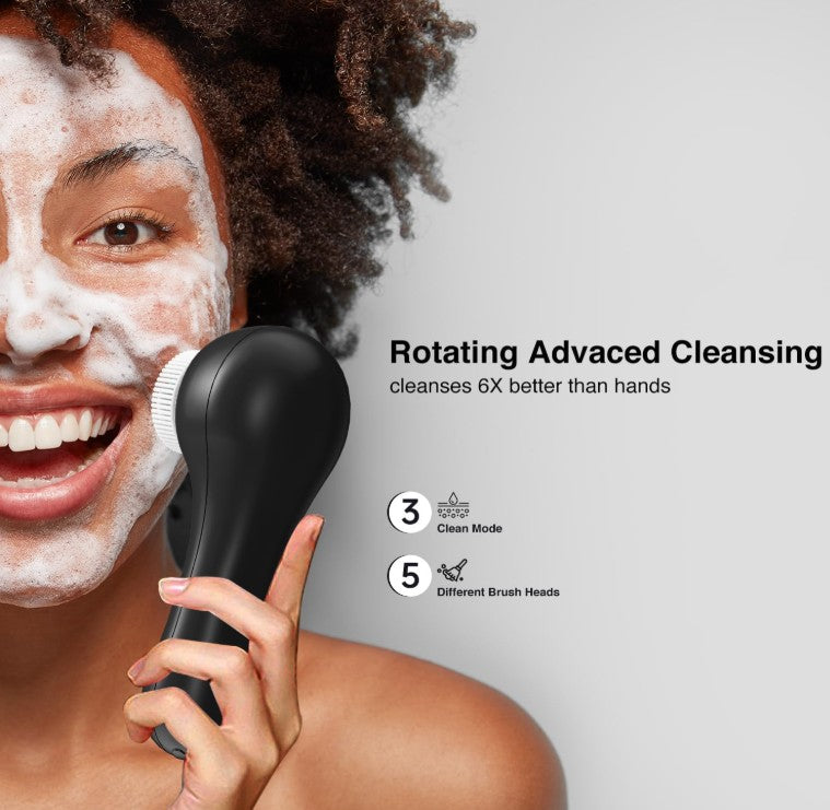 Face Scrubber Exfoliator, Facial Cleansing Brushes Rechargeable IPX7 Waterproof with Brush Heads Electric Face Spin Brush for Massaging and Deep Cleansing