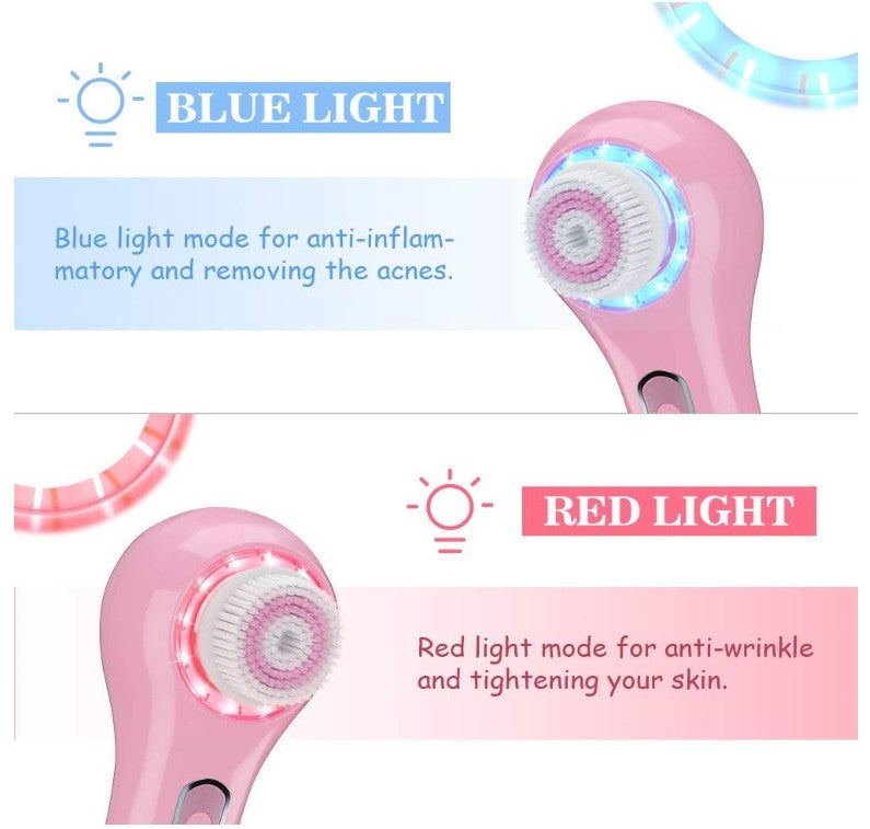 Face Scrubber Exfoliator, Facial Cleansing Brushes Rechargeable IPX7 Waterproof with Brush Heads Electric Face Spin Brush for Massaging and Deep Cleansing