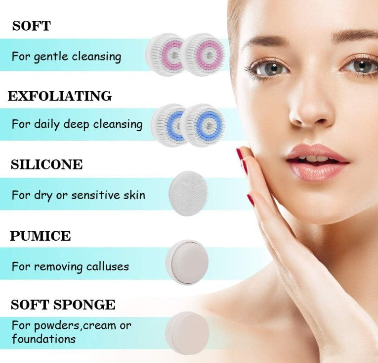 Face Scrubber Exfoliator, Facial Cleansing Brushes Rechargeable IPX7 Waterproof with Brush Heads Electric Face Spin Brush for Massaging and Deep Cleansing